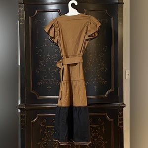Cotton Poplin Tiered Dress Camel